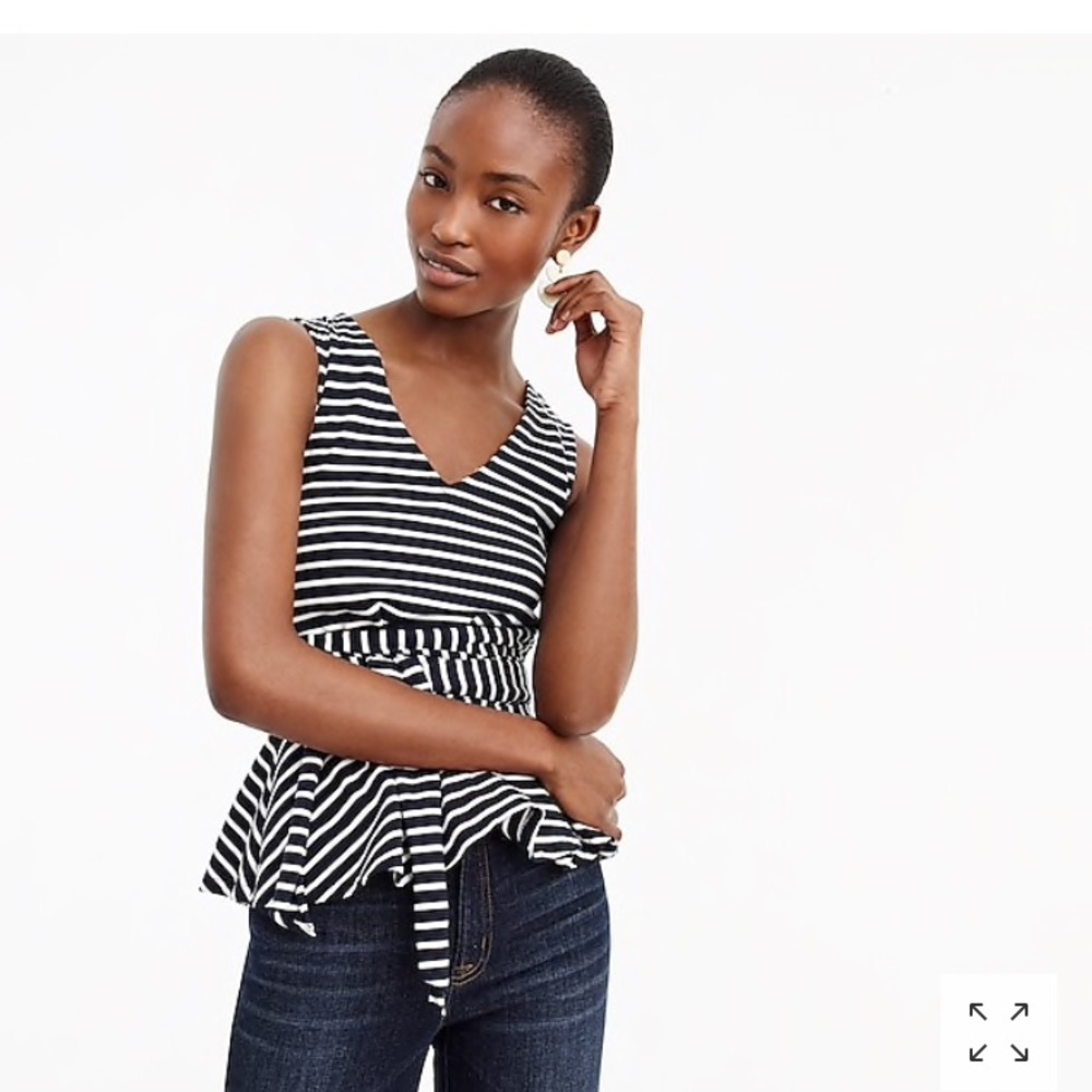 J. Crew sleeveless tie waist peplum top in stripe